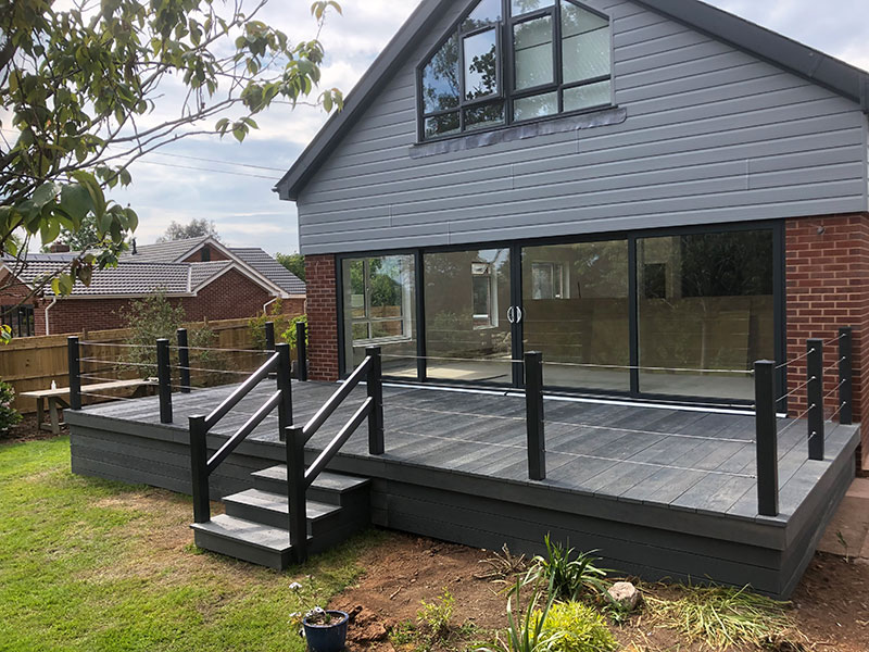 Cladding, patio doors and decking