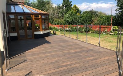 Composite decking with glass balustrades